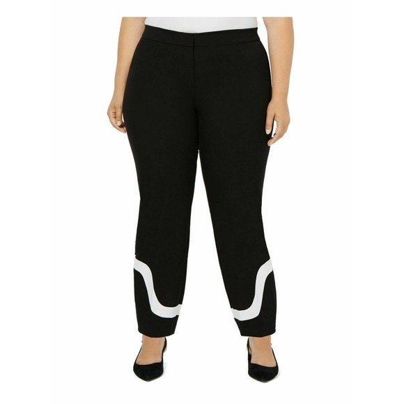 ALFANI Womens Black Color Block Pants 20W - Picture 1 of 3